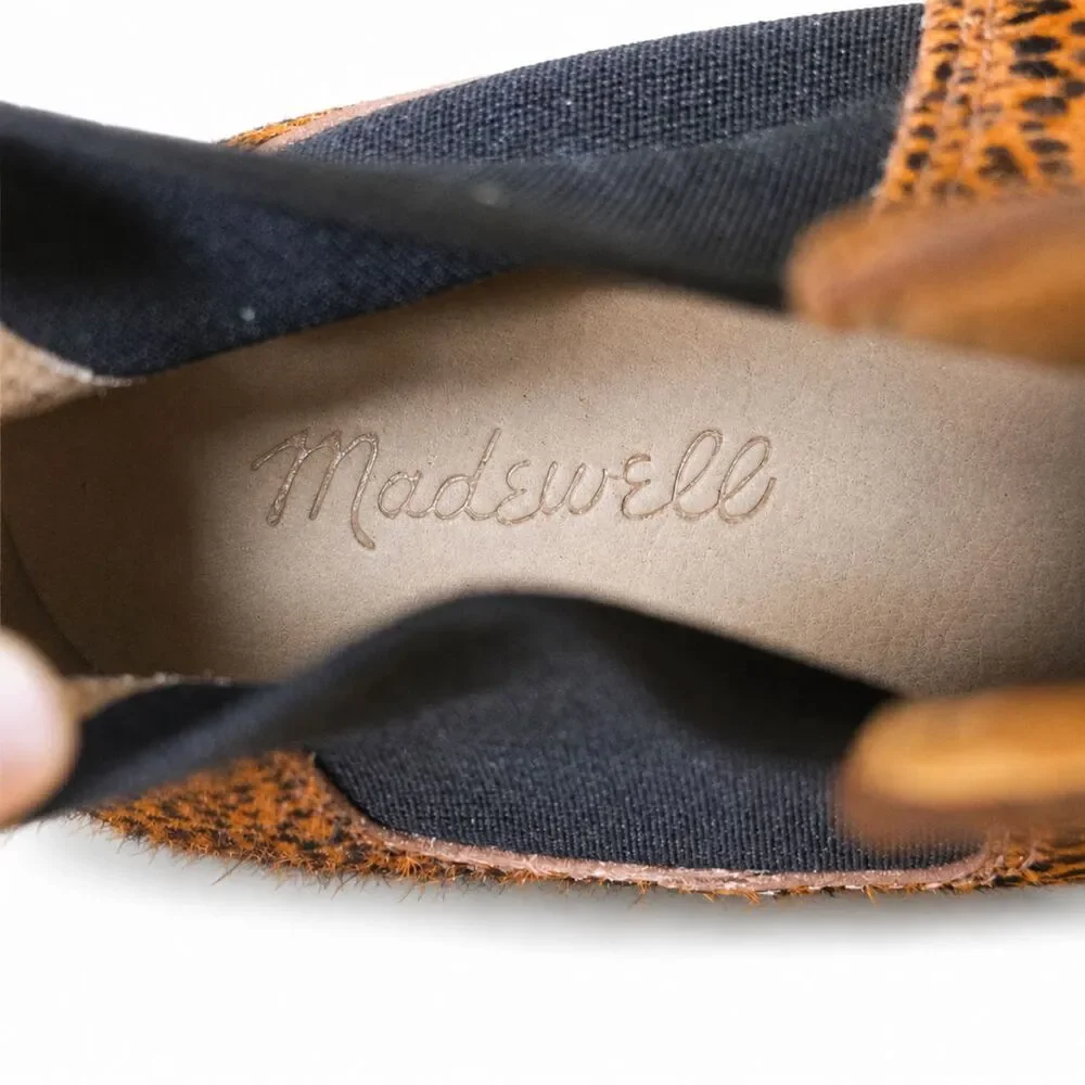 Madewell Chelsea Boots Womens 10 Cheetah Leopard Calf Hair Leather Ankle Booties